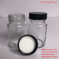 Bouteilles en verre transparent à large ouverture 30ml/60ml/100ml avec couvercle pour peinture de modélisme et réactifs chimiques
