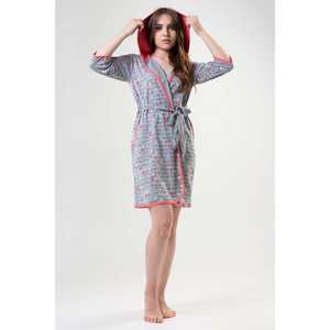 Bata de Franela para Mujer Pink Line, Gris Melange, con Capucha, Suave, Informal, de Manga Larga - Product Image 5