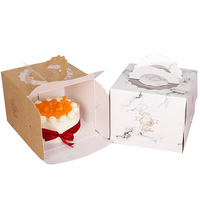 Individuell Bedruckte Marmor-Karton Bäckerei-Verpackung Faltbare Box Großhandel Maßgefertigte Kuchen-Papierbox mit Griff