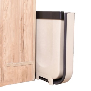 Folding Waste Bin Wall Mounted Kitchen Cabinet Door Hanging Trash Bin Garbage Car Trash Can Bathroom Toilet Waste Storage Bucket