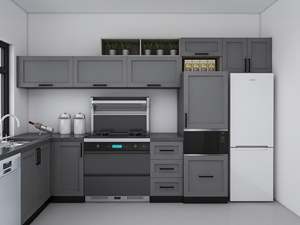 Ensemble complet de meubles de cuisine en bois de style shaker de luxe, design modulaire moderne personnalisé, unité de cuisine grise complète - Product Image 3