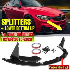 สปอยเลอร์กันชนหน้าคุณภาพสูง + ชุดแต่งสเกิร์ตข้างพร้อมปีกเสริม สำหรับ BMW F80 M3 F83 F82 M4 ปี 2015-2020 - Product Image 1