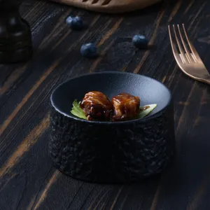 Yayu the new listing black Platos Base Para Eventos Ceramic Assiettes Sushi Dishes Platter Rock Porcelain Plate Dinner Sets