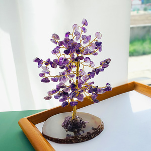 Ornement <span class=keywords><strong>Arbre</strong></span> de Vie en Cristal Naturel en Gros, Base en Tranche d'<span class=keywords><strong>Agate</strong></span>, <span class=keywords><strong>Arbre</strong></span> à Argent Feng Shui pour la Guérison, Décoration Maison/Bureau, Cadeau, Fourniture en Gros - Product Image 3