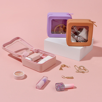Sac de maquillage en silicone avec fenêtre transparente en PVC à double fermeture éclair, logo personnalisé, sacs et étuis de voyage imperméables portables