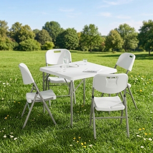 2026 <span class=keywords><strong>Wepack</strong></span> 86cm Modernes Design Quadratischer Klappbarer Plastiktisch 4 Sitzplätze Camping-Klapptisch für Krankenhaus Hotel Eingang & Schlafzimmer - Product Image 1
