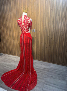 ชุดเดรสผ้าไหมทรงเมอร์เมดแขนกุดหรูหราประดับคริสตัลคุณภาพสูงสำหรับผู้หญิง ผลิตในเวียดนาม ลดราคาสุดพิเศษ - Product Image 5