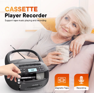 Radio FM Bluetooth Portátil, Reproductor <span class=keywords><strong>de</strong></span> <span class=keywords><strong>CD</strong></span>, Grabadora <span class=keywords><strong>de</strong></span> Casetes, Ranura USB SD, Sonido Estéreo, Batería Recargable para el Hogar, Oficina y Viajes - Product Image 2