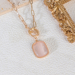 Collar Largo con Colgante de Cristal de Cuarzo Rosa Natural de Diseño Original con Cierre OT <span class=keywords><strong>para</strong></span> <span class=keywords><strong>Mujer</strong></span>, Joyería Bohemia <span class=keywords><strong>para</strong></span> Suéter 2026 - Product Image 2