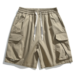 Pantalones cortos de cinco puntos de marca de moda callejera nueva de verano para hombre, pantalones cortos de tendencia holgados cómodos con múltiples bolsillos y cierre de cintura elástica - Product Image 1