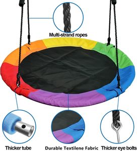 NUEVO Columpio Infantil de Acero y Tela Resistente de 40 Pulgadas con Barra de Agarre para Uso en Interiores/Exteriores, Parque de Trampolines - Product Image 3