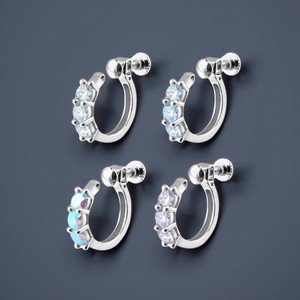 Clip-On <b>Earrings</b> Screw Type Three Stone Claw Setting Unisex Everyday Wear - Product Image 1