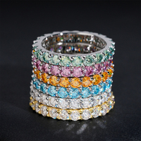 RINNTIN ZF148 Hot Sale Gekleurde Moissanite Ring 925 Sterling Zilver 3mm D VVS Moissanite Diamant Eternity Ring