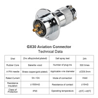 Connecteur aviation GX30-Montage circulaire à bride 2 3 4 broches mâle avec filetage 25mm et douille d'orientation standard