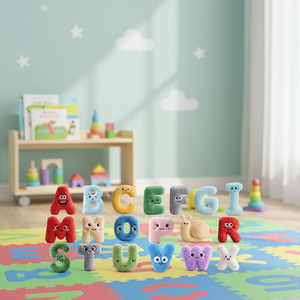 ตุ๊กตาอักษรภาษาอังกฤษน่ารักตลกนุ่มนิ่ม 26 แบบ ของเล่นเสริมพัฒนาการเด็ก บรรจุใยฝ้าย PP บุด้วยผ้าตาข่าย ให้ความอบอุ่น - Product Image 5