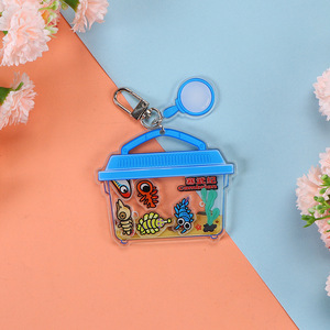 Porte-clés personnalisé en acrylique transparent double face avec chaîne, motif anime, dessin animé, ornement de bureau DIY, impression numérique en alliage de zinc - Product Image 3