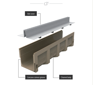 Canale di scarico lineare <span class=keywords><strong>in</strong></span> calcestruzzo polimerico con copertura per materiali da costruzione per il sistema di trincea di drenaggio - Product Image 5