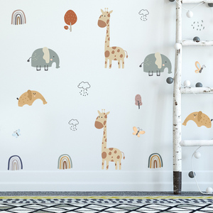 Pegatina de dibujos animados de jirafas, elefante, arcoíris, papel tapiz creativo <span class=keywords><strong>para</strong></span> habitación de niños, Mural autoadhesivo <span class=keywords><strong>para</strong></span> sala de estar de bebé, calcomanía decorativa - Product Image 2