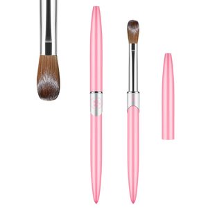 Pinceau à ongles professionnel 100% Kolinsky en acrylique, manche en métal rose clair, logo personnalisé, pinceau de manucure avec tube en PVC - Product Image 3
