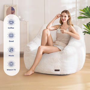 Beige Peluche Polyester Pas Cher Ergonomique Moelleux Haricots Chaise Doux Photographie Pouf Pouf Pouf Canapés avec <span class=keywords><strong>Mousse</strong></span> De Bonne Qualité - Product Image 2