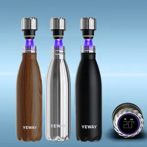 Purificador de agua Uv en forma de Cola, 500 ml, aislamiento de autolimpieza, doble pared, termo inteligente al vacío, botella deportiva de acero inoxidable