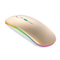 Mouse Nirkabel BT Tipis Kecil dengan Logo Kustom, Dapat Diisi Ulang, Warna RGB 3D, USB Wireless Mouse untuk Laptop dan Komputer Desktop