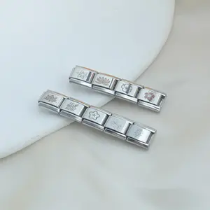 Moda nueva parte superior <span class=keywords><strong>de</strong></span> acero inoxidable <span class=keywords><strong>flor</strong></span> italiana encanto enlaces ajuste 9mm pulsera DIY hacer joyería regalos venta al por mayor envío <span class=keywords><strong>de</strong></span> la gota - Product Image 5