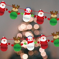 ChengNuoYiBai CNYB30 3D Handgefertigte Weihnachtskugel-Girlande mit Weihnachtsmann und Schneemann, Papierbanner, Feiertagsdekoration für Kamin und Fenster
