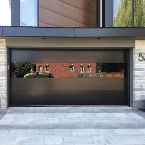 <span class=keywords><strong>Porte</strong></span> de garage sectionnelle de style moderne pour villa avec longue <span class=keywords><strong>fenêtre</strong></span>, automatique, en alliage d'aluminium blanc - Product Image 3