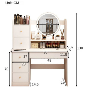 Meubles de chambre à coucher <span class=keywords><strong>commode</strong></span> avec <span class=keywords><strong>tiroirs</strong></span> blanc moderne à bas prix maquillage vanité table ensemble avec lumière et chaise - Product Image 6