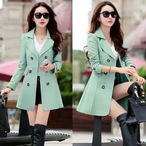 Wholesale Ladies Fashion Button Lapel Elegant Windbreaker Spring Autumn <b>Coat</b> Outwear Jacket for <b>Women</b> Lady <b>Coat</b> J0190 - Product Image 6
