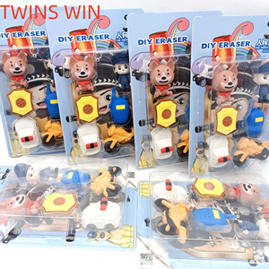 Jumeaux gagner 834 personnalisé Police chien moto personnes Police talkie-walkie Police voiture gomme ensemble pour étudiant papeterie cadeaux - Product Image 3