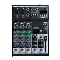 Mini-mixeur professionnel 4 canaux avec effets DSP de réverbération, portable pour le contrôle DJ et le mixage audio d'instruments, vente flash