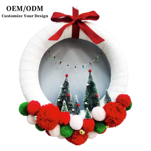 Tùy Chỉnh Màu Hồng Giáng Sinh Vòng Hoa Với Nhà Thu Nhỏ Và Cây Cho Tự Làm Treo Đảng Kỳ Nghỉ Trang Trí - Product Image 5