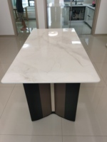 Table à manger ovale extensible de luxe en céramique et marbre, design italien rotatif, acier inoxydable, mobilier moderne pour hôtel