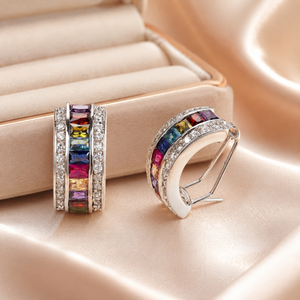 Orecchini a Cerchio Arcobaleno per Donne, Gioielli Eleganti e Colorati per Uso Quotidiano - Product Image 4