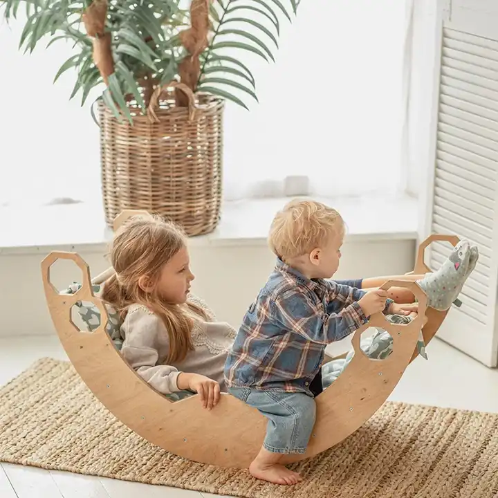 bambini equilibrio in legno a dondolo arrampicata interattivo sedia a  dondolo arco interattivo montessori giocattolo scala arcobaleno