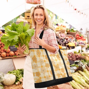 Sac de courses réutilisable surdimensionné personnalisé avec imprimé Palaka Hawaï et fleurs, sac isotherme avec bretelles pour femmes - Product Image 6