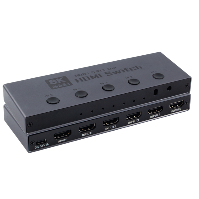 OEM HDTV 2.1 5x1 for Switch Converter 4K 240Hz 8K Aluminum Alloy Video Splitters