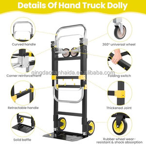 Chariot à main pliable 3-en-1 industriel OEM, chariot à quatre roues portable, chariot utilitaire, <span class=keywords><strong>poignée</strong></span> réglable, pliable - Product Image 5
