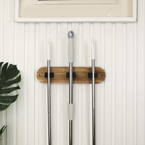 Support mural en bois brûlé rustique et en métal pour outils de jardin, <span class=keywords><strong>balai</strong></span>, serpillière, <span class=keywords><strong>porte</strong></span>-<span class=keywords><strong>balai</strong></span>, rangement pour garage, placard - Product Image 2