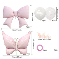 Ensemble de ballons en feuille d'aluminium papillon rose violet mat pour décoration de fête d'anniversaire