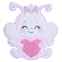 Patchs thermocollants en forme de cœur d'abeille, rose pastel, brodés, à paillettes, écologiques, de haute qualité, pour chapeau de la Saint-Valentin pour filles