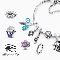 Breloques pendantes en argent sterling 925, croix, ange, pyramide, pharaon, perles, pendentifs compatibles avec les bracelets Pan originaux, breloques pour bijoux DIY