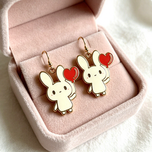Boucles d'oreilles tendance en métal personnalisées, motif lapin mignon, couleur <span class=keywords><strong>pastel</strong></span> douce, pour filles, usage quotidien - Product Image 3