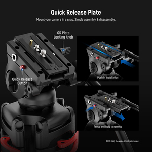 Trépied photo/vidéo professionnel NEEWER TP37 avec tête à amortissement hydraulique, design pliable, compatible <span class=keywords><strong>Manfrotto</strong></span>//RS - Product Image 5