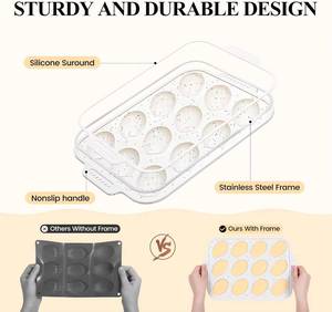 MUYULINS Factory Beige 12-Cup LFGB Non-Stick BPA Free Metal Reinforced Frame <b>Silicone</b> Cupcake Pan Muffin Tray <b>Baking</b> Mold - Product Image 2