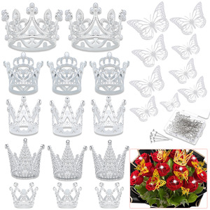Petite couronne en alliage à motif floral pour décoration d'emballage, accessoire de coiffure pour défilé d'enfants, accessoire de gâteau d'anniversaire, petit doigt - Product Image 2