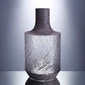 Nórdico de lujo moderno creativo pintura de piedra decoración del hogar florero de cristal de flor transparente soplado a mano - Product Image 4