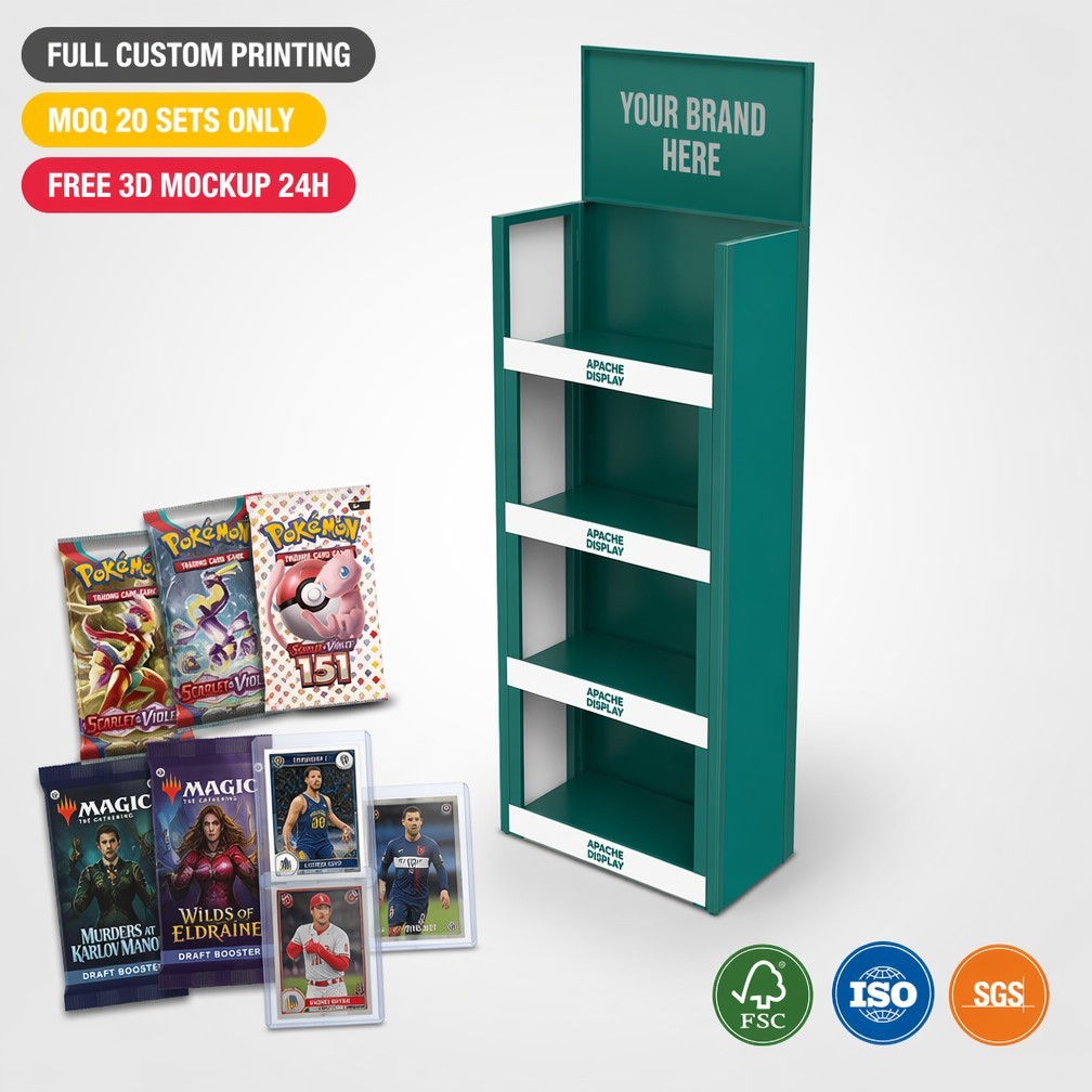 Apache Custom Card Display Rack 4-Way 4-Tier Metal Game Merchandiser Knock Down Rotating Stand for Hobby Store OEM ODM — view 2